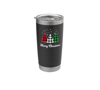 Christmas Tree Plaid Christmas Tree Merry Christmas Tree Gobelet isotherme en acier inoxydable double paroi