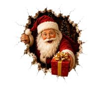 Christmas Wall Decals, 2D Cracked Mirror Stickers For Indoor Holiday Decor | Creative Break In Effect Realistic Crack Design Easy Wall Display Adds Festive Style For Doors Rooms Stores Restaurants Schoo