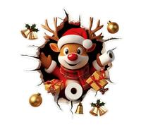 Christmas Wall Decals, Cartoon Santa Claus Wall Sticker with A Broken Walls for Winter Holiday New Year Home Decor