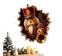Christmas Wall Stickers - 3D Crack Wall Break Mirror Stickers | 3D Christmas Crack Wall Stickers, Removable PVC Holiday Wall Decor, Realistic Decals For Doors, Rooms, Parties Stores