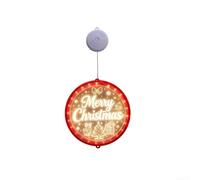 Christmas Window Lights Acrylic 20cm Timer Dual for Power | Includes tree snowflake round sign set Easy installation with strong suction cups Warm white glow acrylic material