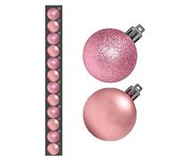 christmasshop 12 x 3 cm Boules de Noël - Mini Rose bébé - Blush Pink - Assortiment de Matt + Gl