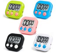 Chronometre Minuteur 5 Pièces Cuisine Magnétique LCD Grand Écran, Compte à Rebours Pâtisserie Cuisson Four Digital Alarme Cuneary