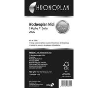 Chronoplan 50556 agenda hebdomadaire, Midi, 2026, blanc, 96 x 172 mm, contenu : 35 feuilles / 1 pièce