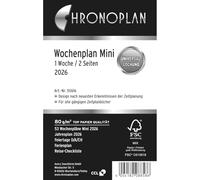 Chronoplan 50616 Calendrier 2026 (mini agenda hebdomadaire (79 x 125 mm), calendrier de rechange, idéal pour la planification hebdomadaire détaillée, 1 semaine sur 2 pages en lignes, avec perforation
