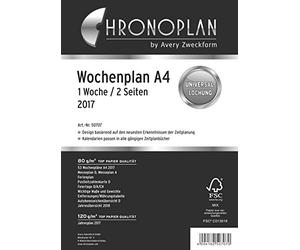 Chronoplan 50707 Calendrier 2017 (plan semaines en colonnes), blanc 1 semaine/2 pages (colonnes) a4