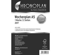 Chronoplan 50707 Calendrier 2017 (plan semaines en colonnes), blanc 1 semaine/2 pages (colonnes) a5