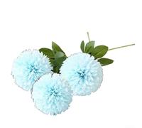 Chrysanthème artificiel en soie - Boule d'hortensia réaliste - Plante artificielle pour bouquets de mariée - Décoration à faire soi-même - 27,9 cm - Bleu