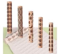 CHSG Lot de 5 Rouleaux à Main en Bois, Rouleau à Pâtisserie en Argile Texturé, pour le Bricolage, Argile, Impression de Biscuits, Bonne Ténacité, pour Activités Parent - Enfant (5 styles)