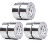 CHUANGSEED Ruban Adhésif Aluminium,2-Pack,50mmX50m,Bande adhesive professionnel en aluminium haute temperature,Aliminum foil tape,argent,Isolation thermique,réparation,fixation,ignifuge (Lot de 3)