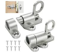 Chuanhylis Lot de 2 Verrou Porte Interieure, Targette de Porte, Loquets et Verrous de Portes avec Vis pour Portes D'armoire, Portes en Bois, Fenêtres, Placard (Argent)