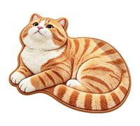 Chubby Tabby Cat Shaped Rug, Kitten Floral Floor Rugs Room Decor Non Slip Adorable Lazy Area Mats, 2D Plush Washable Faux Cashmere Irregularly Mat for Bedside Bedroom Bathroom(Style-A,40x60cm)
