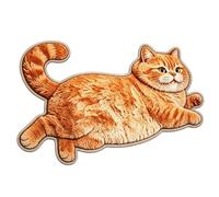 Chubby Tabby Cat Shaped Rug, Kitten Floral Floor Rugs Room Decor Non Slip Adorable Lazy Area Mats, 2D Plush Washable Faux Cashmere Irregularly Mat for Bedside Bedroom Bathroom(Style-F,50x80cm)