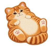 Chubby Tabby Cat Shaped Rug, Kitten Floral Floor Rugs Room Decor Non Slip Adorable Lazy Area Mats, 2D Plush Washable Faux Cashmere Irregularly Mat for Bedside Bedroom Bathroom(Style-B,50x80cm)