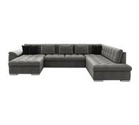 Best mobilier Canapé panoramique Chuck - XXL convertible avec coffre, 7 places droit - Gris