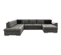 Chuck - canapé panoramique d'angle gauche XXL - convertible avec coffre - 7 places - Gris Gris G