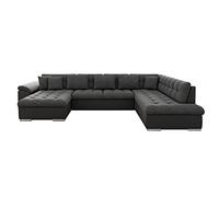 Chuck - canapé panoramique XXL - convertible avec coffre - 7 places - droit - Noir / Gris