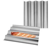 CHUENKUK Lot de 2 Moule à Baguettes pour Four - Plaque à Pain Perforée Anti-Adhésif - 38 x 33 x 2,4 cm - Pour Baguettes, Pain Français, Pâtisserie