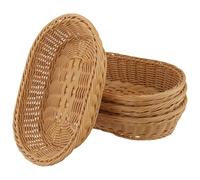 CHUENKUK Lot de 4 Corbeilles à Pain en Osier, Paniers à Pain en Rotin 30 x 20 x 7 cm, Panier en Osier pour Collation, Fruits, Pâtisseries, Présentoir Buffet, Marron