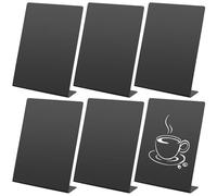CHUENKUK Lot de 6 Tableau Noir Ardoise A5 - Présentoir de Table en PVC Réutilisable - 210 x 152 mm - Pour Menu, Restaurant, Mariage, Bureau