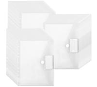 CHUENKUK Lot de 60 Pochette Plastique A4 Perforée, Pochettes Transparentes avec Fermeture Auto-Agriffante et Étiquettes, Porte-Documents pour Bureau, École, Maison