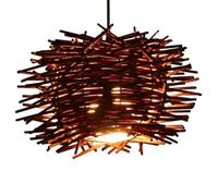 CHUERAK Bird's Nest Design Lampes Suspendues Géométrique Vigne Art Fait Main Suspension Lumière Chinoise Bambou Tissé Lustre Plafonnier American Homestay pour Nourriture, Salon, Chambre, Cuisine