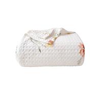 CHUFFED - Couverture 100 % coton gaufrée 150x200 cm - Couverture légère et douce pour toutes les saisons - Couverture imprimée fleurs pour canapé, lit, canapé - Taille Twin/Double - Blanc