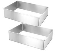 CHUIFAI Lot de 2 moule rectangulaire patisserie réglables, cadre patisserie rectangulaire, moule a gateau, En acier inoxydable, Extensible jusqu'à 50 x 35 x 8 cm
