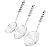 CHUIFAI Lot de 3 Écumeurs Cuisine Inox - Araignée Passoire en Acier Inoxydable 12/13/15 cm avec Poignée