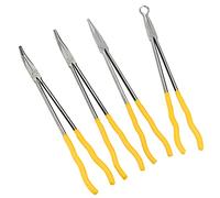 CHUIFAI Lot de 4 pinces à long bec extra longues de 40 cm avec droite, 45°, 90°, circulaires, pince à longue portée pour plier le fil, mouler, couper, fabriquer des bijoux