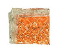 Chunari Artificial silk Pooja Chunari(Size:-40"X20")Chunni Puja Indian Traditional Festival Laxmi Poojan Navratri Decorations MATA Ki Chunri for Statue Chowki Aasan Mat Poster Frame(Orange)