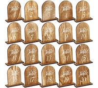 Chunful Lot de 20 numéros de table de mariage en bois avec base en bois rustique pour tables de banquet, restaurant, décoration de fête (style frais)