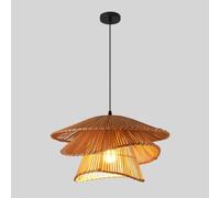 CHUNGYANG Luminaire Bohème, Abat-jour Tissé À La Main, Lustre En Rotin Tressé, Suspension Réglable, Éclairage Rustique Pour Îlot De Cuisine