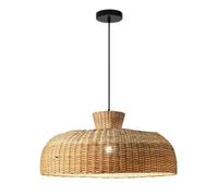 CHUNGYANG Lustre De Style Campagnard, Suspension Lanterne En Rotin Et Bambou Naturel, Grand Plafonnier Vintage Pour Cuisine Et Salle À Manger, Abat-jour Tissé À La Main, Luminaire Suspendu En Osier