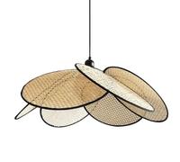CHUNGYANG Lustre Floral Bohème En Rotin Et Bambou Tressé À La Main Avec Abat-jour En Osier Tissé À La Main. Suspension Réglable En Hauteur, Style Bohème. Luminaire Suspendu Créatif En Rotin Tressé