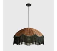 CHUNGYANG Lustre Vintage Style Wabi-sabi En Rotin Bohème, Suspension En Rotin Naturel Tressé À La Main, Luminaire Suspendu Pour Cuisine, Hauteur Réglable De 40 Cm (15,7 Pouces) Pour Entrée.