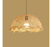 CHUNGYANG Suspension Demi-dôme En Rotin Tressé À La Main, Luminaire Suspendu De 40 Cm Avec Câble De Suspension Réglable, Lampe Décorative Champêtre Créative En Rotin Tressé Pour Restaurant