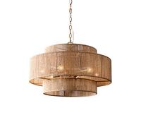 CHUNGYANG Suspension Rétro En Corde Tressée, Lustre En Corde De Chanvre Naturelle Tressée À La Main Avec Câble De Suspension Réglable, Lampe Suspendue Rustique Pour Salon De Thé Champêtre Ou Restauran