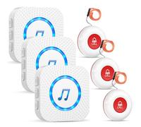 ChunHee Bouton d'appel d'urgence pour Personne âgé/Bracelet Alarme Personne Agee/Téléavertisseur sans Fil/Avertisseur pour Personne âgé/Alarme Maison Récepteur Distance de 500 Pieds (Ensemble F)