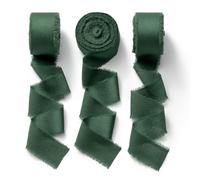 CHUQING Lot de 3 Rouleaux de Ruban Cadeau - Large Ruban de Satin Vert foncé - Ruban décoratif pour Mariage - Vert forêt - 25 mm x 6,4 m