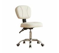 ChuYiElegance Siège de Salon Rotatif Fauteuil Tabouret Chaise Pivotante avec roulettes Hauteur Modulable par Vérin à Dossier, Blanc Cassé, Modèle Standard/Coussin Haute Élasticité