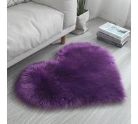 CHUYIX Tapis en fausse peau d'agneau 1 pièce Tapis de sol moelleux en forme de cœur doux et moelleux Salon Chambre Décoration Cœur Petit tapis imitation fourrure Bureau Tapis de bain