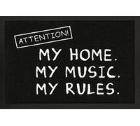 Chwarz,aus Polypropylen und Rutschfester Gummi-un - Attention Fußmatte My Home.My Music.My Rules.S [Import]