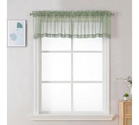 Chyhomenyc Lot de 2 cantonnières de fenêtre Transparentes de 106,7 x 35,6 cm, filtrant la lumière, Petits voilages avec Passe-Tringle pour Salon, Salle de Bain, sous-Sol, Vert Sauge