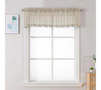 Chyhomenyc Lot de 2 Cantonnières Transparentes Taupe pour Petites Fenêtres, Cuisine, Salon, Salle de Bain, Buanderie, Sous-sol, Rideaux Voile Modernes avec Porte Rideau, 106,7 x 35,6 cm