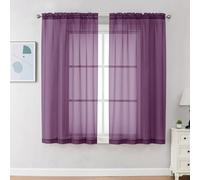 Chyhomenyc Lot de 2 Panneaux de voilages de 160 cm de Long avec Passe-Tringle, Rideaux élégants pour Salon, Chambre à Coucher, 2 Panneaux (Prune, 106,7 x 160 cm (l x L)