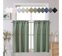 Chyhomenyc Lot de 2 Rideaux Courts de 76,2 cm de Long en Toile de Jute texturée, filtrant la lumière, pour Salle de Bain, sous-Sol, 76,2 x 76,2 cm, Vert Sauge