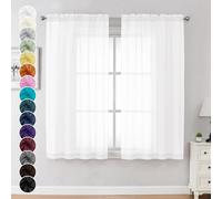 Chyhomenyc Lot de 2 Rideaux Transparents Blancs de 160 cm de Long, Rideaux de Traitement de fenêtre avec Passe-Tringle pour Chambre à Coucher, Salon, 106 x 160 cm chacun, Blanc