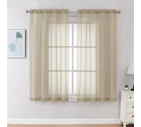 Chyhomenyc Lot de 2 Rideaux Transparents Courts avec Passe-Tringle pour Salon, Chambre à Coucher, 106,7 x 114,3 cm, Taupe
