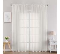 Chyhomenyc Lot de 2 Rideaux Transparents Ivoire de 213 cm de Long, Rideaux de fenêtre en Voile crème filtrant la lumière pour Chambre à Coucher, Salon, 106 x 213 cm (l x L), Ivoire,